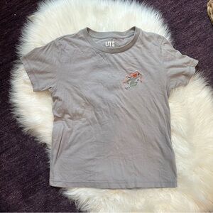 Uniqlo x Grace Lee Collab Light Gray T-Shirt with Embroidery